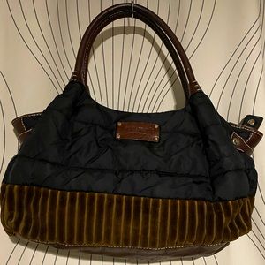 Kate Spade New York black/brown quilted puffer corduroy shoulder bag
